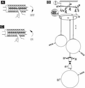 Lampa wisząca Globo LAMPA wisząca VARUS 15855-3 Globo szklana OPRAWA zwis kaskada kule balls złote przezroczyste 9