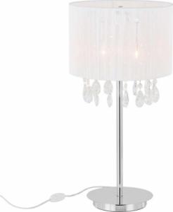 Lampa stołowa Italux Stojąca LAMPA glamour ESSENCE MTM9262/3P Italux klasyczna LAMPKA stojąca abażurowa kryształki mgła organza biała 1
