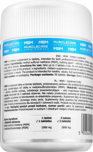 Muscle Care MUSCLE CARE MSM 90 TABS 2