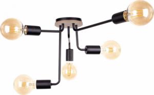 Lampa wisząca KET Modernistyczna LAMPA sufitowa KET1160 metalowa OPRAWA loftowa czarne drewno 1