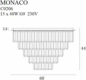 Lampa sufitowa MAXlight Plafon LAMPA sufitowa MONACO C0206 Maxlight kryształowa OPRAWA glamour crystal plafoniera złota przezroczysta 4