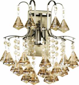 Lampa wisząca Mdeco Glamour LAMPA ścienna ELM6246/1 21QG MDECO szklana OPRAWA z kryształkami kinkiet crystals mosiądz bursztynowy 1