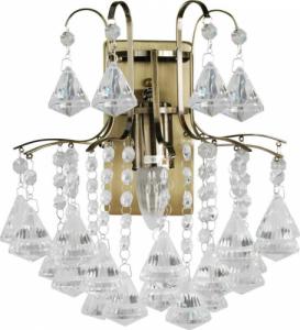 Lampa wisząca Mdeco Kinkiet LAMPA ścienna ELM6246/1 21QG+TR MDECO szklana OPRAWA z kryształkami glamour crystals mosiądz przezroczysta 1
