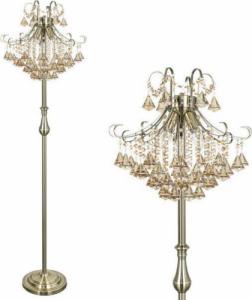 Lampa podłogowa Mdeco LAMPA podłogowa ELM6248/4F 21QG MDECO glamour OPRAWA stojąca z kryształkami szklana mosiądz bursztynowa 1