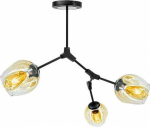 Lampa wisząca Mdeco Modernistyczna LAMPA sufitowa ELM1962/3 BLACK-21QG MDECO loftowa OPRAWA plafon szklany chemistry czarny mosiądz 1