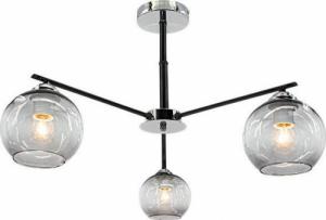Lampa wisząca Mdeco Loftowa LAMPA sufitowa ELM1859/3 8C BL MDECO szklana OPRAWA modernistyczna chrom czarna 1