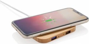 Ładowarka Upominkarnia Bambusowa Indukcyjna 2x USB-A 1 A 2