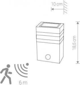 Kinkiet Nowodvorski Ścienna LAMPA zewnętrzna RIO SENSOR 7017 Nowodvorski ogrodowa OPRAWA elewacyjna KINKIET z czujnikiem ruchu IP54 grafitowy 7