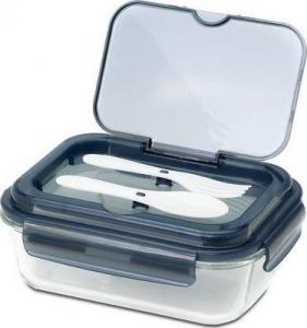 Upominkarnia Szklany lunch box ze sztućcami 1000 ml Lagos, czarny 1