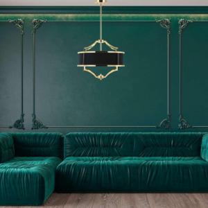 Lampa wisząca Orlicki Design LAMPA okrągła Stesso Gold Nero M wisząca OPRAWA w stylu klasycznym abażurowa czarna złota 14