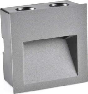 Oprawa schodowa Polux Schodowa LAMPA wpuszczana Q7 LED 313737 Polux metalowa OPRAWA kwadratowa LED 3W 4000K podtynkowa IP44 grafitowa 4