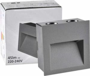 Oprawa schodowa Polux Schodowa LAMPA wpuszczana Q7 LED 313737 Polux metalowa OPRAWA kwadratowa LED 3W 4000K podtynkowa IP44 grafitowa 5