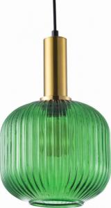 Lampa wisząca Polux Kulista LAMPA wisząca CUMBRIA 317414 Polux szklany ZWIS plisowany do kuchni loft zielony 1