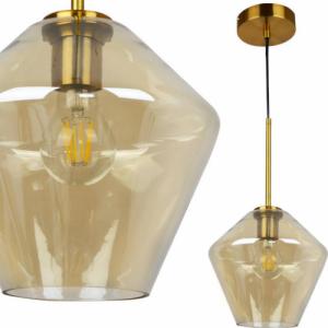Lampa wisząca Polux Skandynawska LAMPA wisząca GREA 316240 Polux loftowa OPRAWA szklany zwis bursztynowy 1