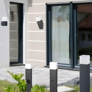 Polux Zewnętrzna LAMPA stojąca NEW YORK 307330 prostokątna OPRAWA słupek z czujnikiem ruchu IP44 grafitowy 5