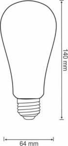 Polux Klimatyczna żarówka podłużna Vintage Amber 304513 ST64 LED 4W E27 edison 320lm 230V biała ciepła 3