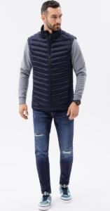 Ombre Bezrękawnik męski pikowany - ciemnoniebieski V54 L/XL 4