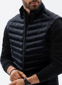 Ombre Bezrękawnik męski pikowany - czarny V54 S/M 3