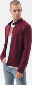 Ombre Bluza męska rozpinana bez kaptura C453 - bordowa XL 1
