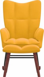 vidaXL vidaXL Fotel bujany z podnóżkiem, musztardowy, obity aksamitem 3