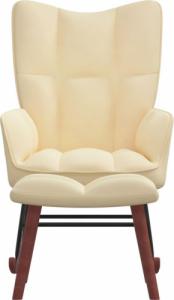 vidaXL vidaXL Fotel bujany z podnóżkiem, kremowy, tapicerowany aksamitem 3