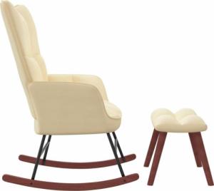 vidaXL vidaXL Fotel bujany z podnóżkiem, kremowy, tapicerowany aksamitem 4