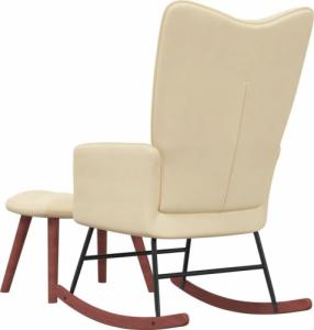 vidaXL vidaXL Fotel bujany z podnóżkiem, kremowy, tapicerowany aksamitem 5