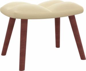 vidaXL vidaXL Fotel bujany z podnóżkiem, kremowy, tapicerowany aksamitem 7