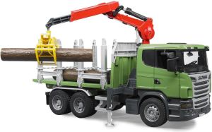 Bruder Scania R z dźwigiem, przyczepą i pniami (03524) 2