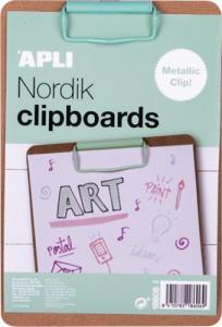 Apli Clipboard APLI Nordik, deska A5, drewniana, z metalowym klipsem, pastelowy zielony 1