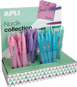 Apli Długopis automatyczny żelowy APLI Nordik, trójkątny, wkład niebieski, mix kolorów pastel 1
