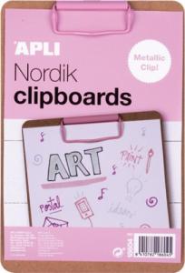 Apli Clipboard APLI Nordik, deska A5, drewniana, z metalowym klipsem, pastelowy różowy 1