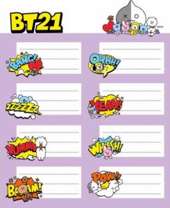 BT21 Line Friends BT21 - Zestaw 16 naklejek na zeszyty / książki 2