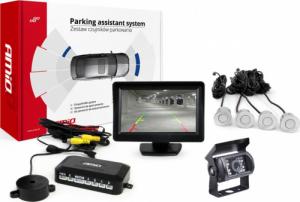 AMiO Zestaw czujników parkowania tft01 4,3" z kamerą hd-501-ir 4 sensory srebrne 1