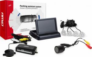 AMiO Zestaw czujników parkowania tft02 4,3" z kamerą hd-301-ir 4 sensory srebrne 1