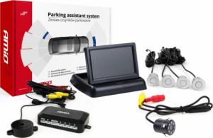 AMiO Zestaw czujników parkowania tft02 4,3" z kamerą hd-308-led 4 sensory srebrne 1