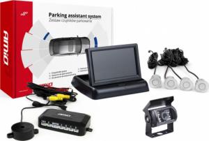AMiO Zestaw czujników parkowania tft02 4,3" z kamerą hd-501-ir 4 sensory srebrne 1
