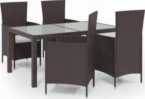 vidaXL 5-cz. zestaw mebli ogrodowych z poduszkami, rattan PE, brązowy 2