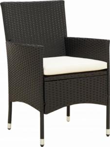 vidaXL 5-cz. zestaw mebli ogrodowych z poduszkami, rattan PE, czarny 3