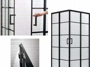 Toule Kabina prysznicowa 80x80 czarna 198 szkło hartowan 2