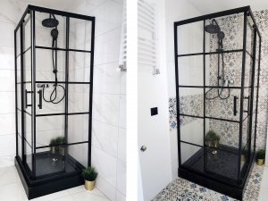 Toule Kabina prysznicowa 80x80 czarna 198 szkło hartowan 6