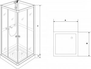 Toule Kabina prysznicowa 80x80 czarna 198 szkło hartowan 10