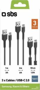 Kabel USB SBS Mobile USB-A - USB-C 2 m Czarny (JAB-7488965) 1