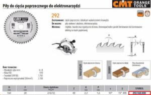 CMT 292.160.40H Piła HM 160x20x2,2/1,6 Z=40 2