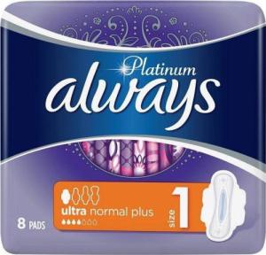 Always Always, Platinum Ultra Normal, Podpaski ze skrzydełkami, 8 sztuk (HIT) 1