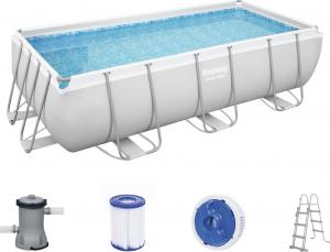 Bestway Basen ogrodowy stelażowy, 404 x 201 x 100 cm, 6478 l, Power Steel + pompa filtrująca + drabinka 3