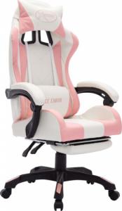 Fotel vidaXL z LED RGB biało-różowy z podnóżkiem 3