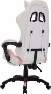 Fotel vidaXL z LED RGB biało-różowy z podnóżkiem 6