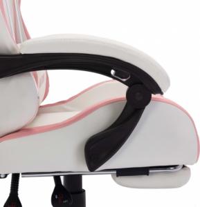 Fotel vidaXL z LED RGB biało-różowy z podnóżkiem 8