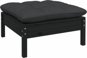 vidaXL 2-osobowa sofa ogrodowa z poduszkami, czarna, drewno sosnowe 2